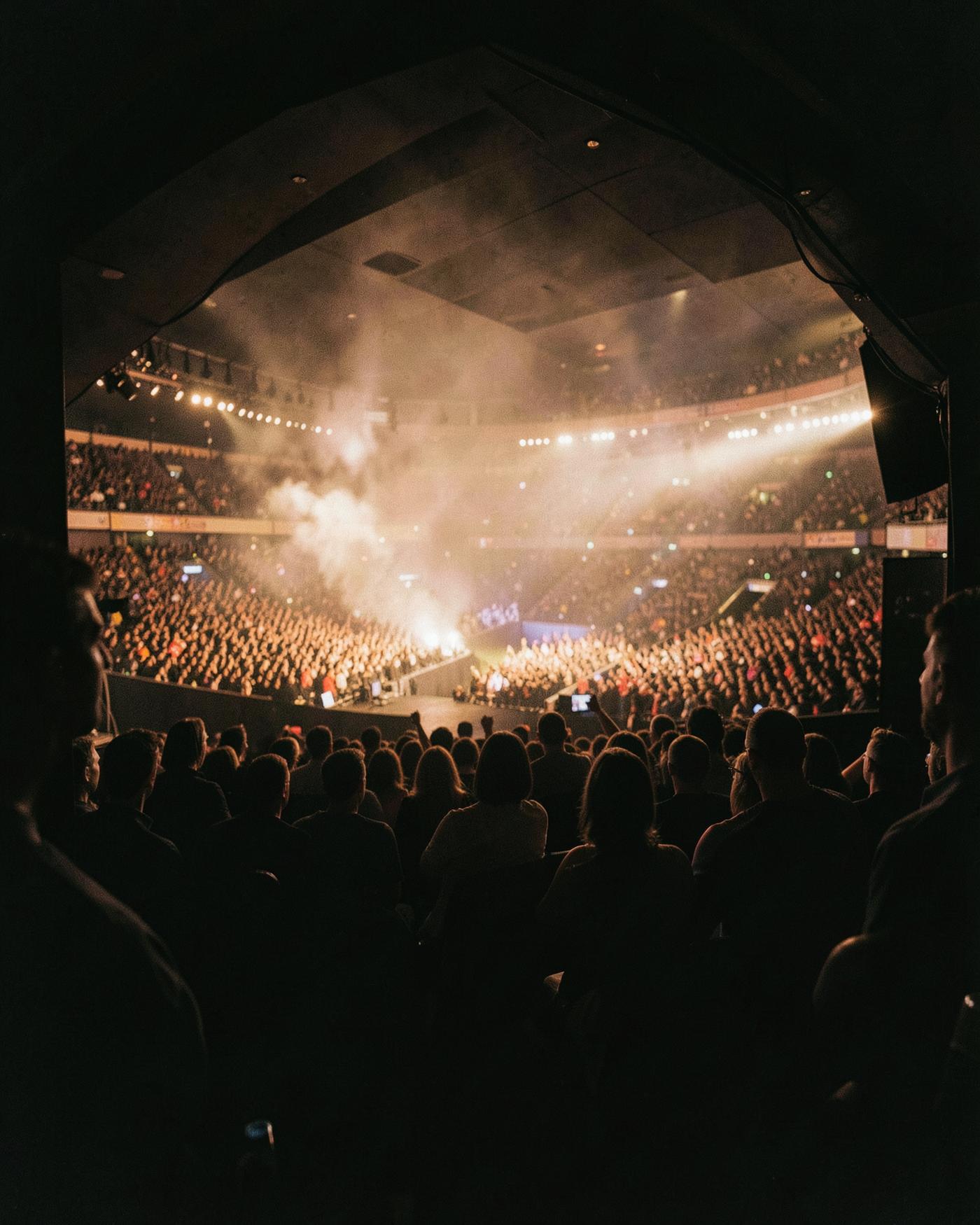 Arena concert viewed from a private box