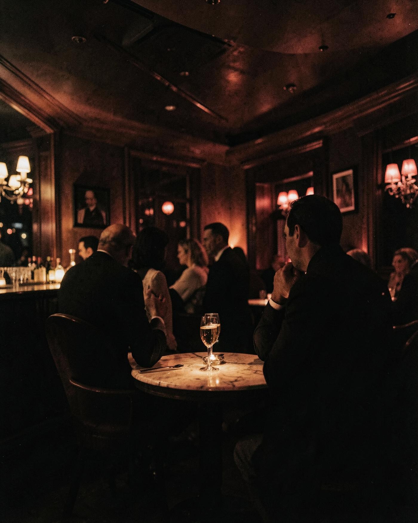 Low-lit late night members' bar